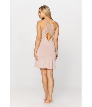 Nuisette micromodal espalda de encaje rosa vista frontal